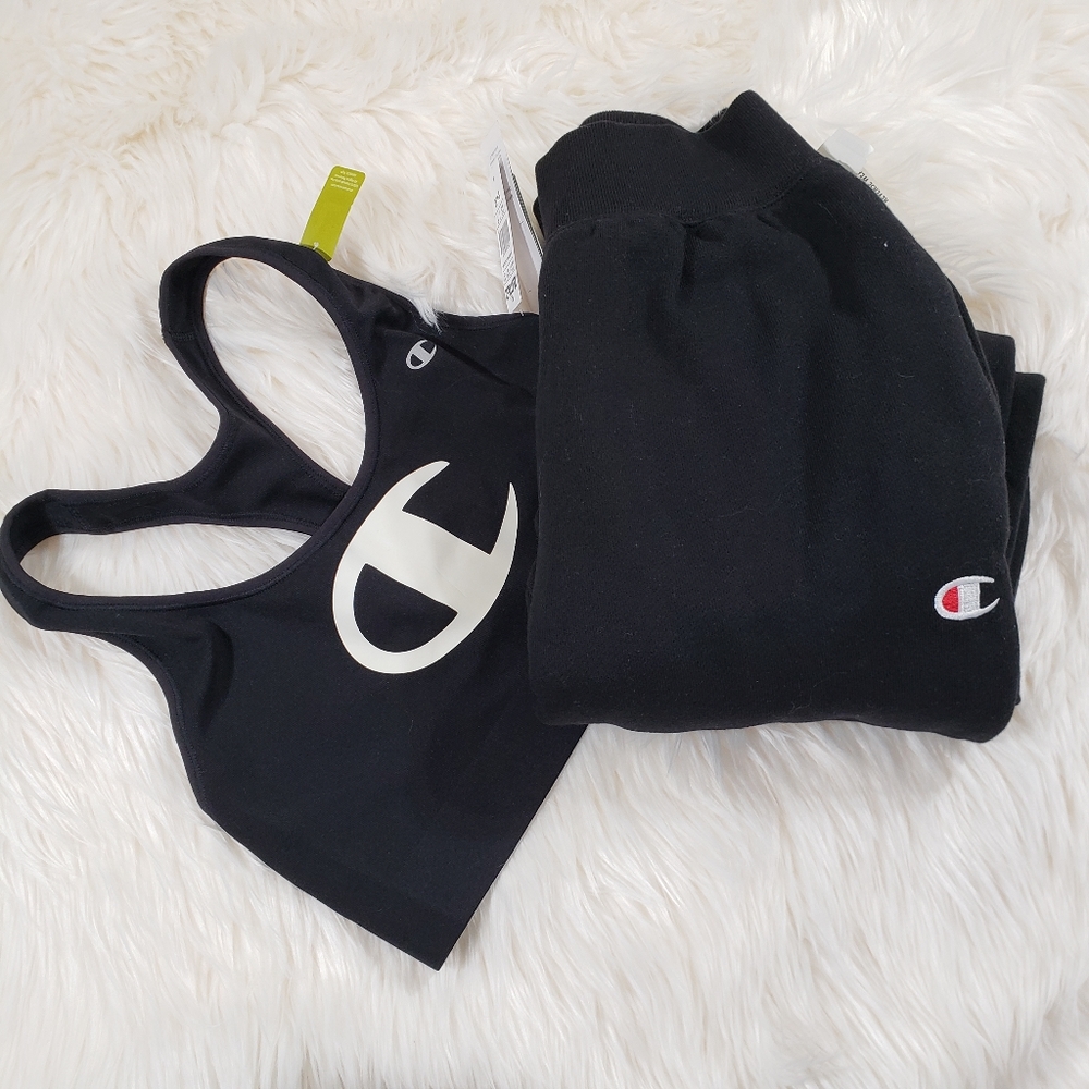 NWT Champion Logo Sweatpant and Bra Set - Picture 1 of 10